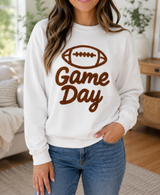 White Embroidered Game Day Sweatshirt Full Run RTS