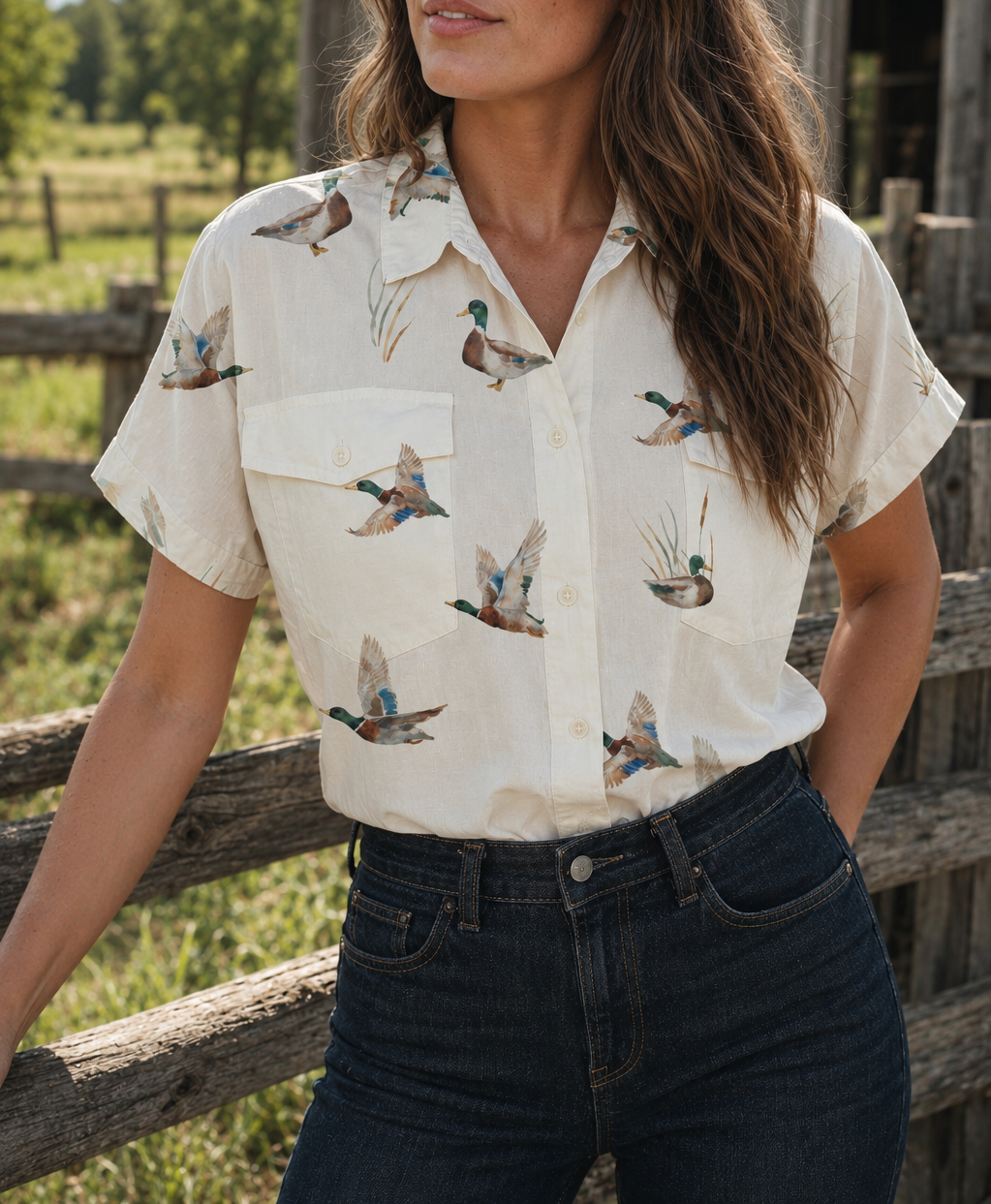 White Mallard Button Shirt