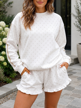 White Polka Dot Casual Set