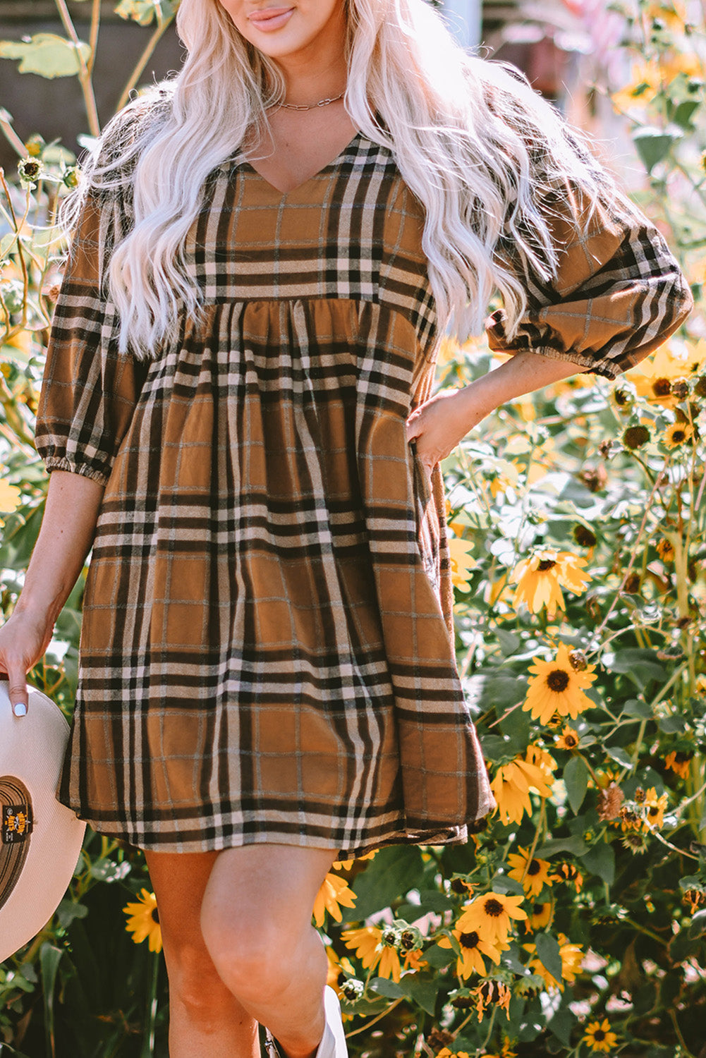 Brown Plaid Dress FB