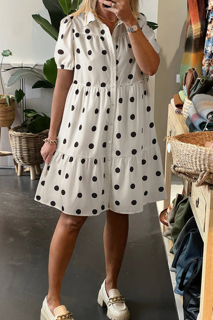 White Polka Dot Babydoll Dress RTS