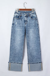 Cuffed Straight Loose Jeans