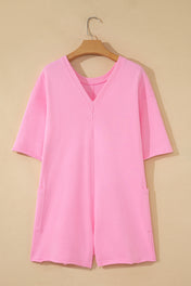 Pink Raw Edge Loose Romper RTS