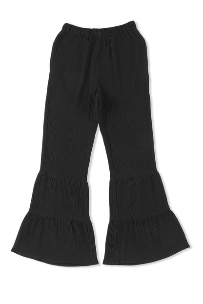 Black Textured Ruffled Bell Bottoms RTS