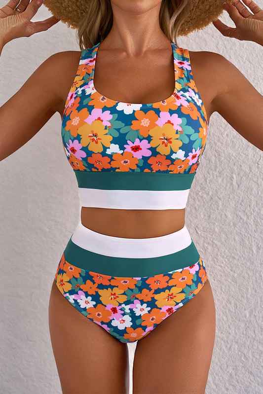 Green Floral Small Flower Bikini FB