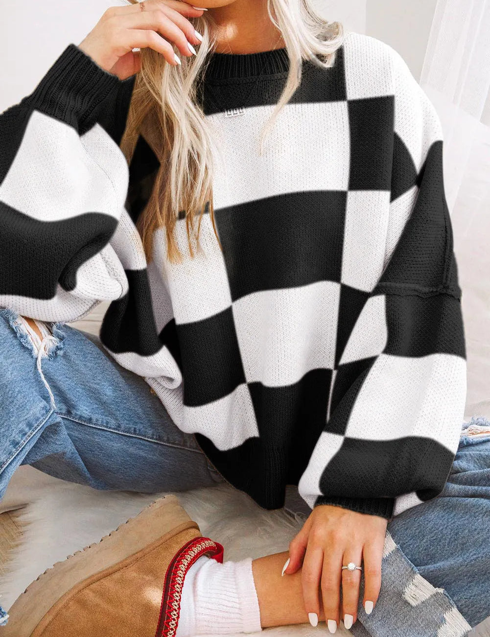 Checkered Sweater *multiple colors*