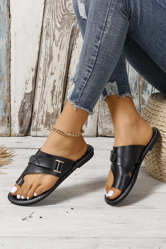 Black Toe Ring Sandal