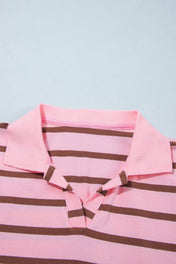Pink Stripe Collar Top