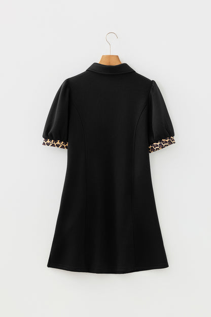 Leopard Patchwork Quarter Zip Mini Dress RTS
