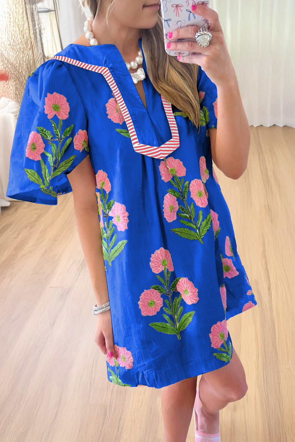 Floral Split Neck Dress FB