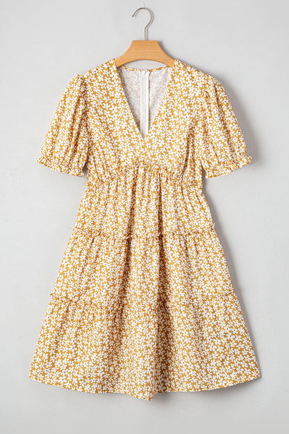 Yellow Floral Frilly Dress RTS