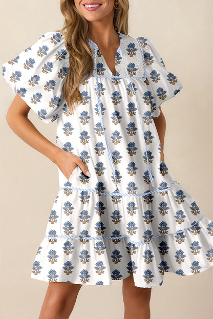 Blue Puff Mini Dress RTS
