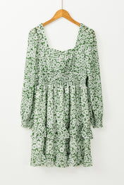Green Floral Shirred Dress Full Run RTS