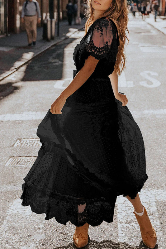 Black Lace Maxi Dress RTS