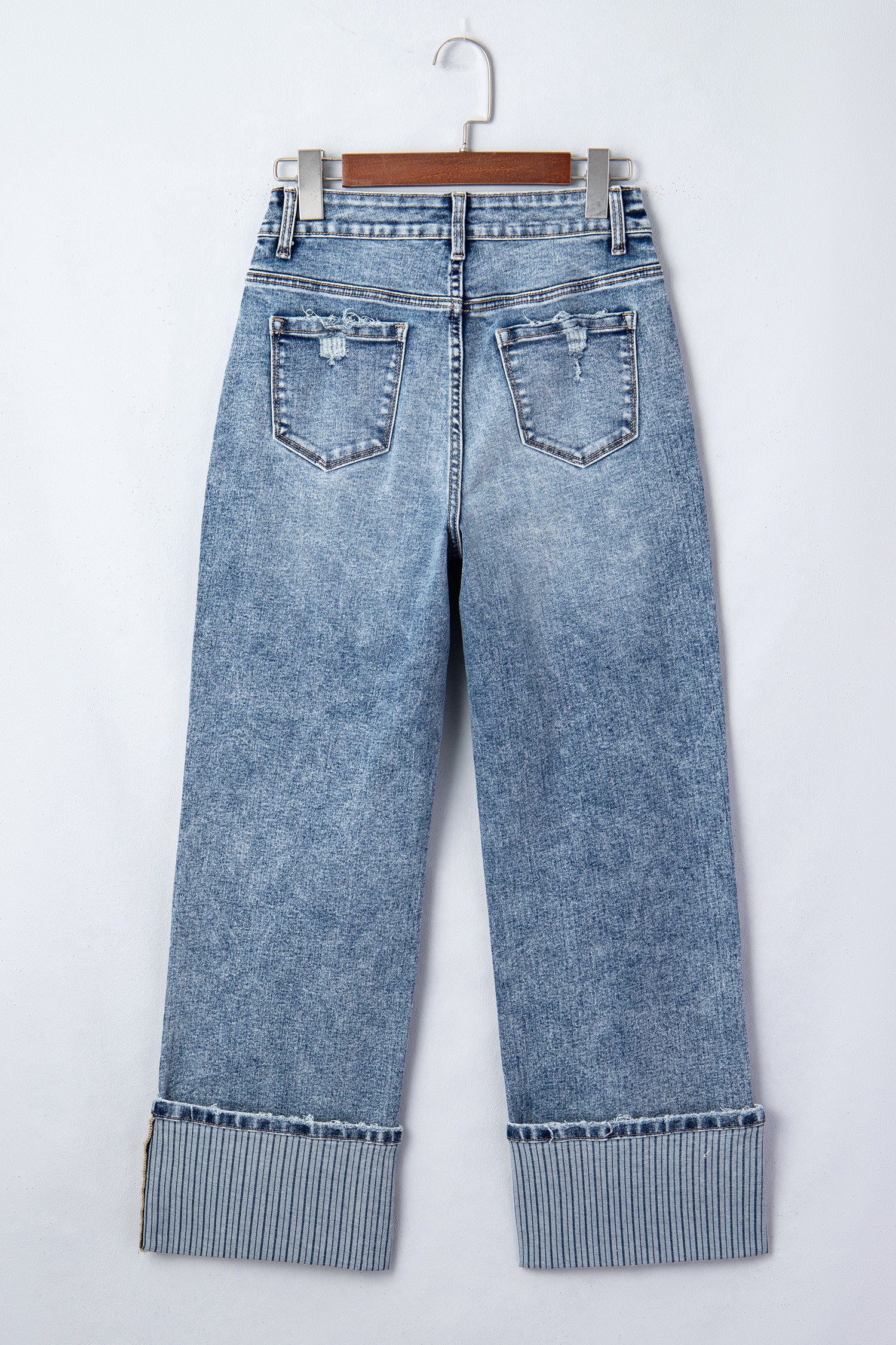Cuffed Straight Loose Jeans