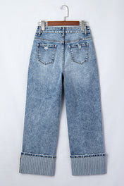 Cuffed Straight Loose Jeans