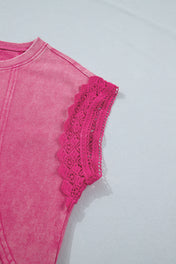 Mineral Wash Lace Detail Top