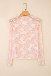 Light Pink Floral Mesh Top Full Run RTS