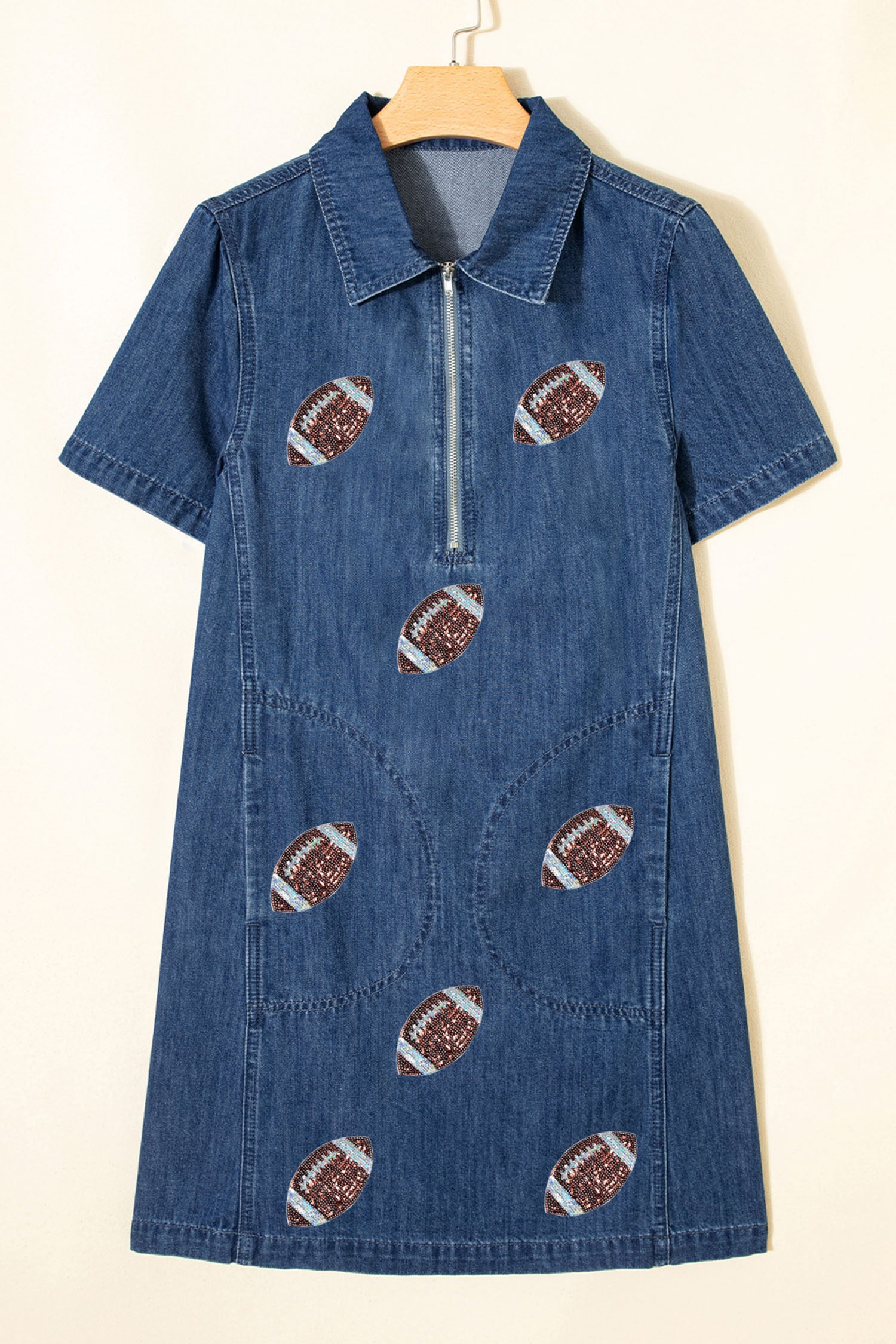 Sequin Football Denim Dress RTS