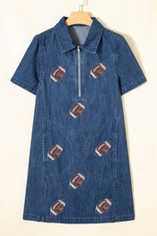 Sequin Football Denim Dress RTS