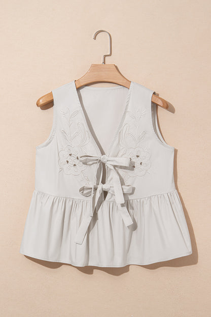 Parchment Hollow Out Embroidered Tank RTS