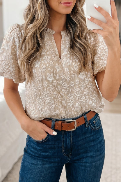 Floral Textured Puff Blouse New RTS