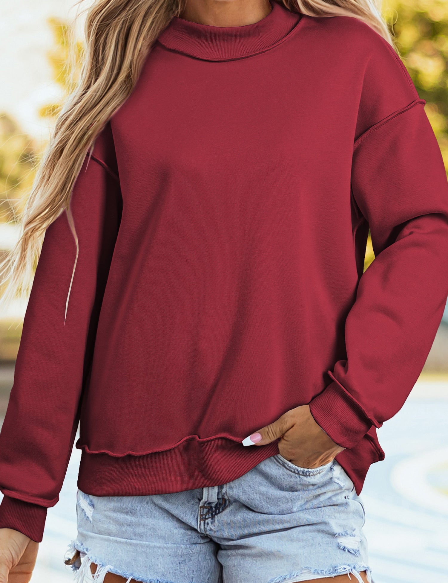 Oversize Mock Neck Sweatshirt