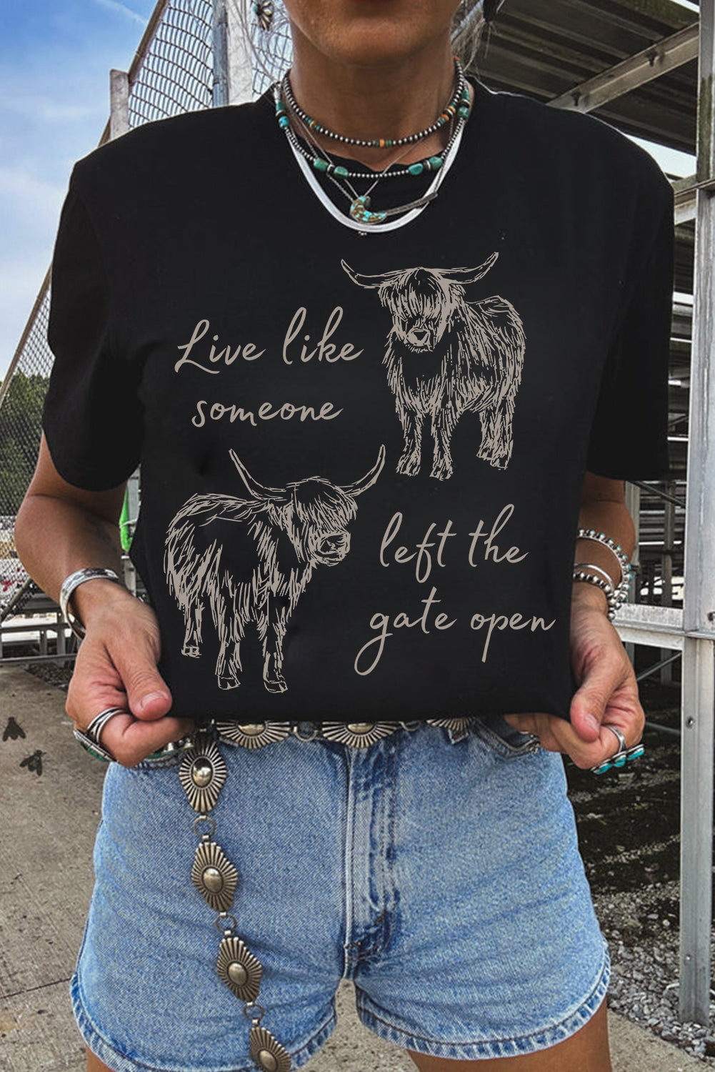 Black Western Cow Top RTS