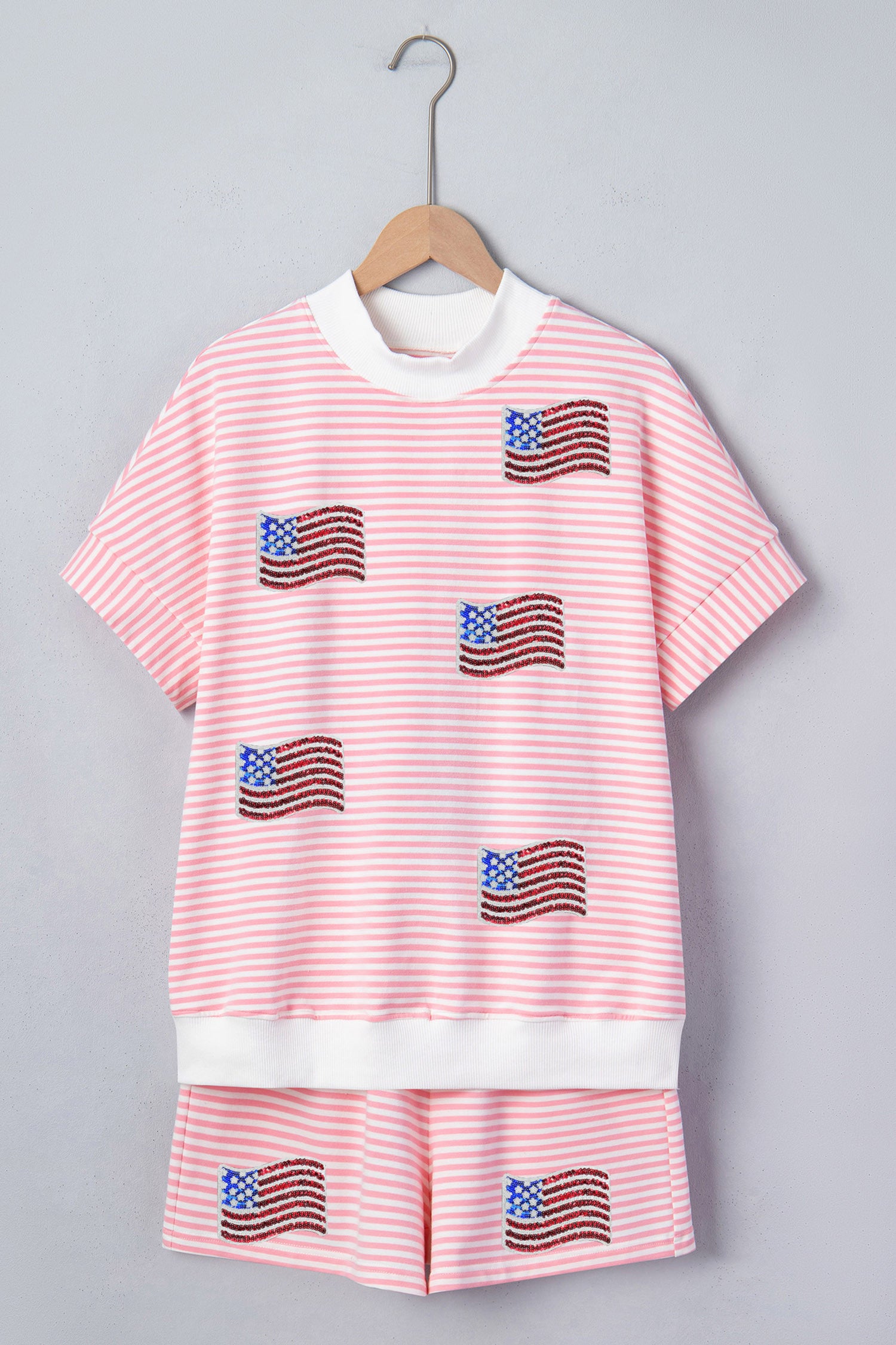 Pink Stripe Sequin Flag Set RTS