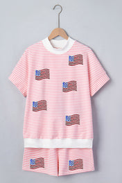 Pink Stripe Sequin Flag Set RTS