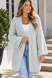 Gray Oversized Drop Shoulder Cardigan