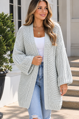 Gray Oversized Drop Shoulder Cardigan