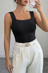 Black Square Neck Tank