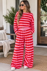 Red Stripe Pullover Pants Set