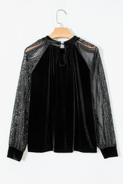Black Lace Velvet Blouse