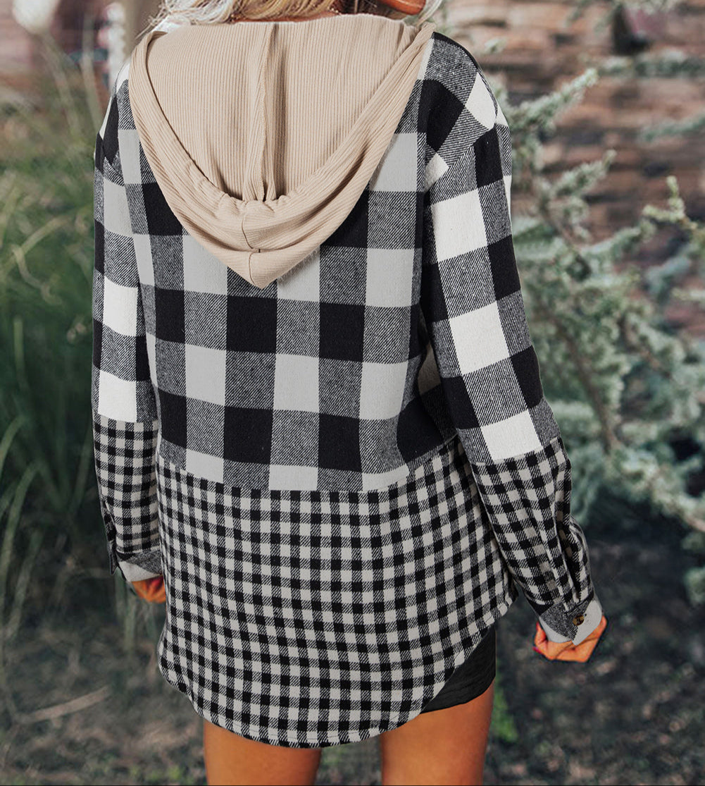 Black Double Plaid Shacket New RTS