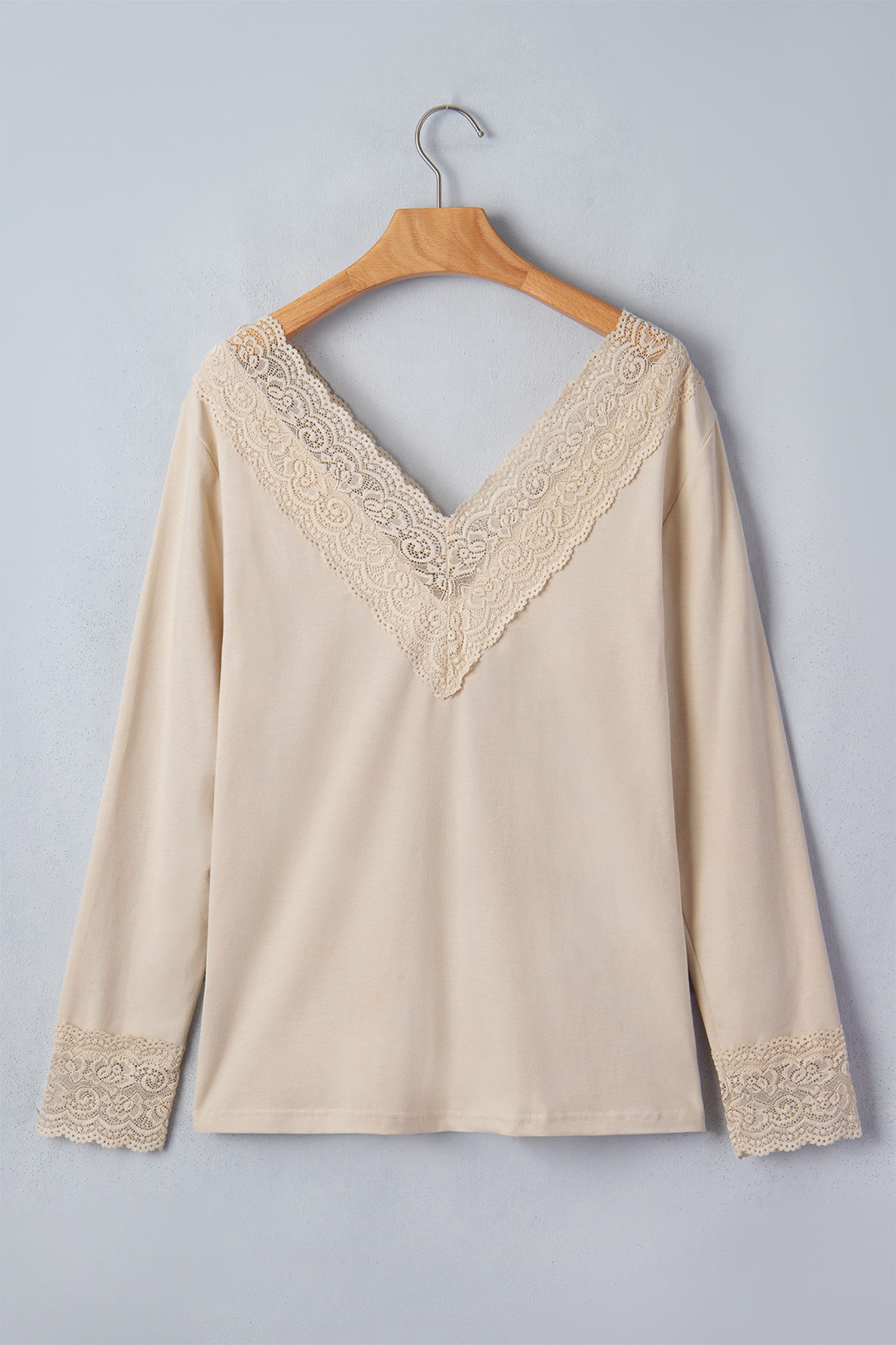 Lace Splicing V Neck Top