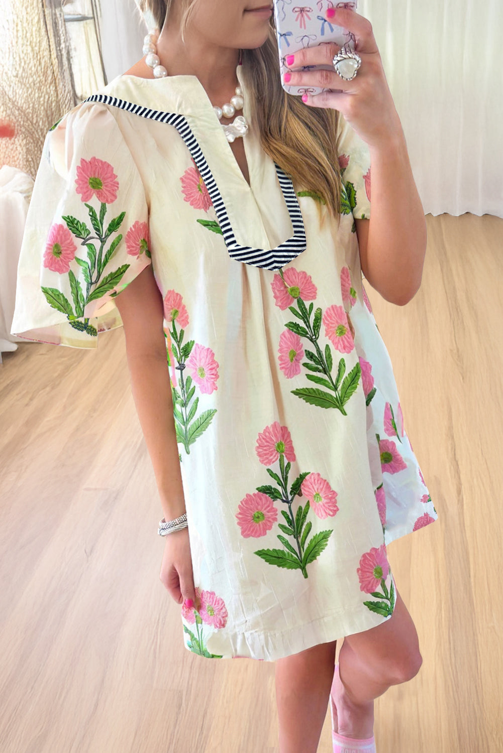 Floral Split Neck Dress FB