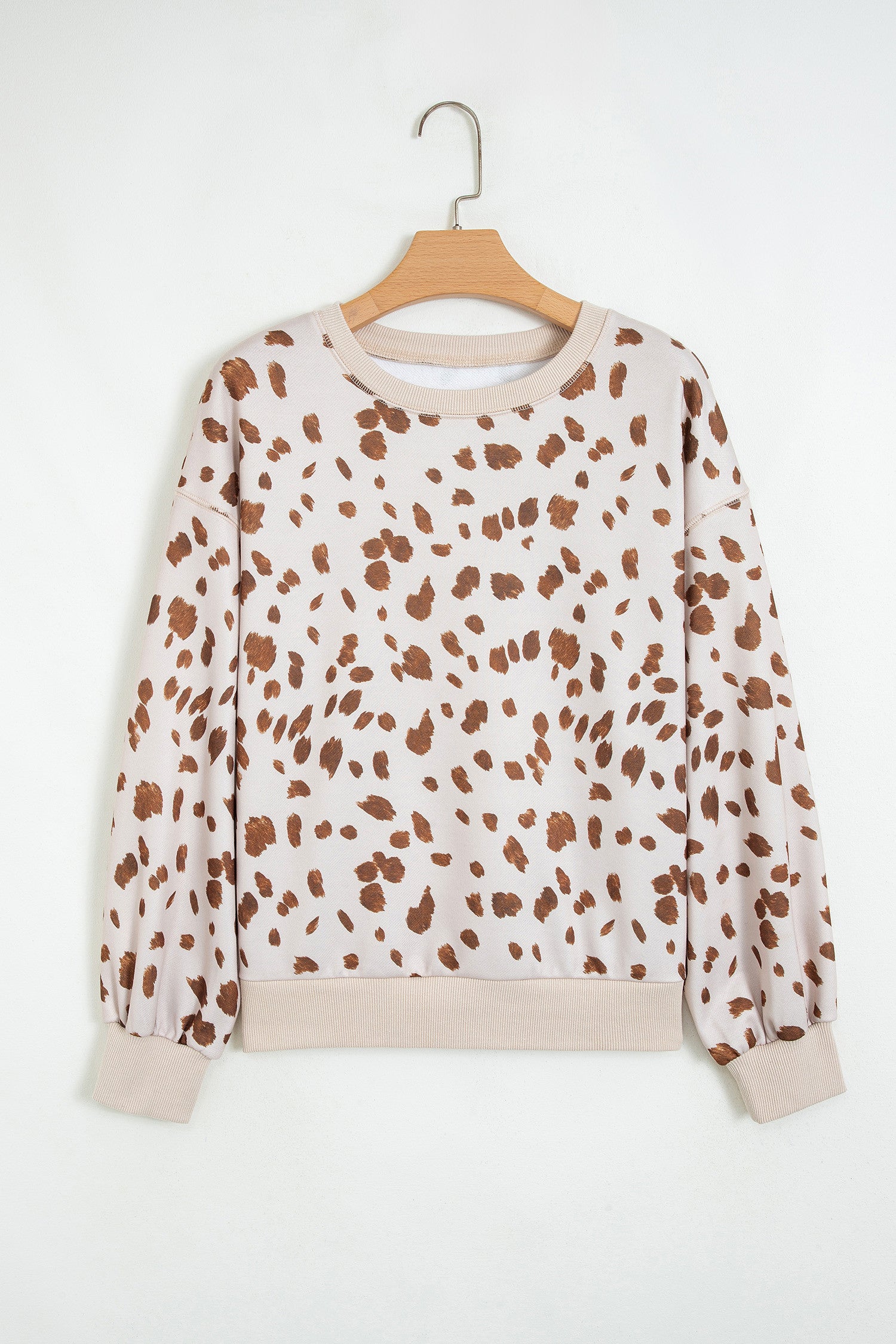 Brown Leopard Round Neck Pullover