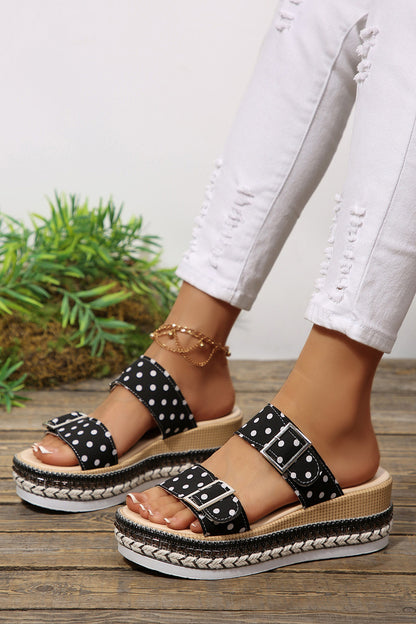 Polka Dot Platform Buckle Shoes