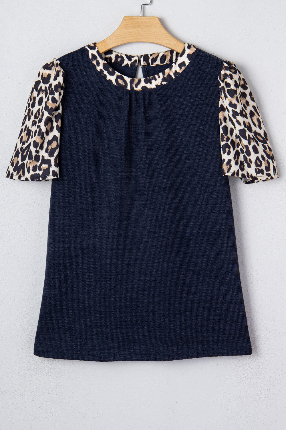 Navy Leopard Sleeve Top Full Run RTS