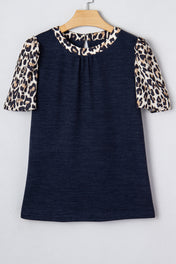 Navy Leopard Sleeve Top Full Run RTS