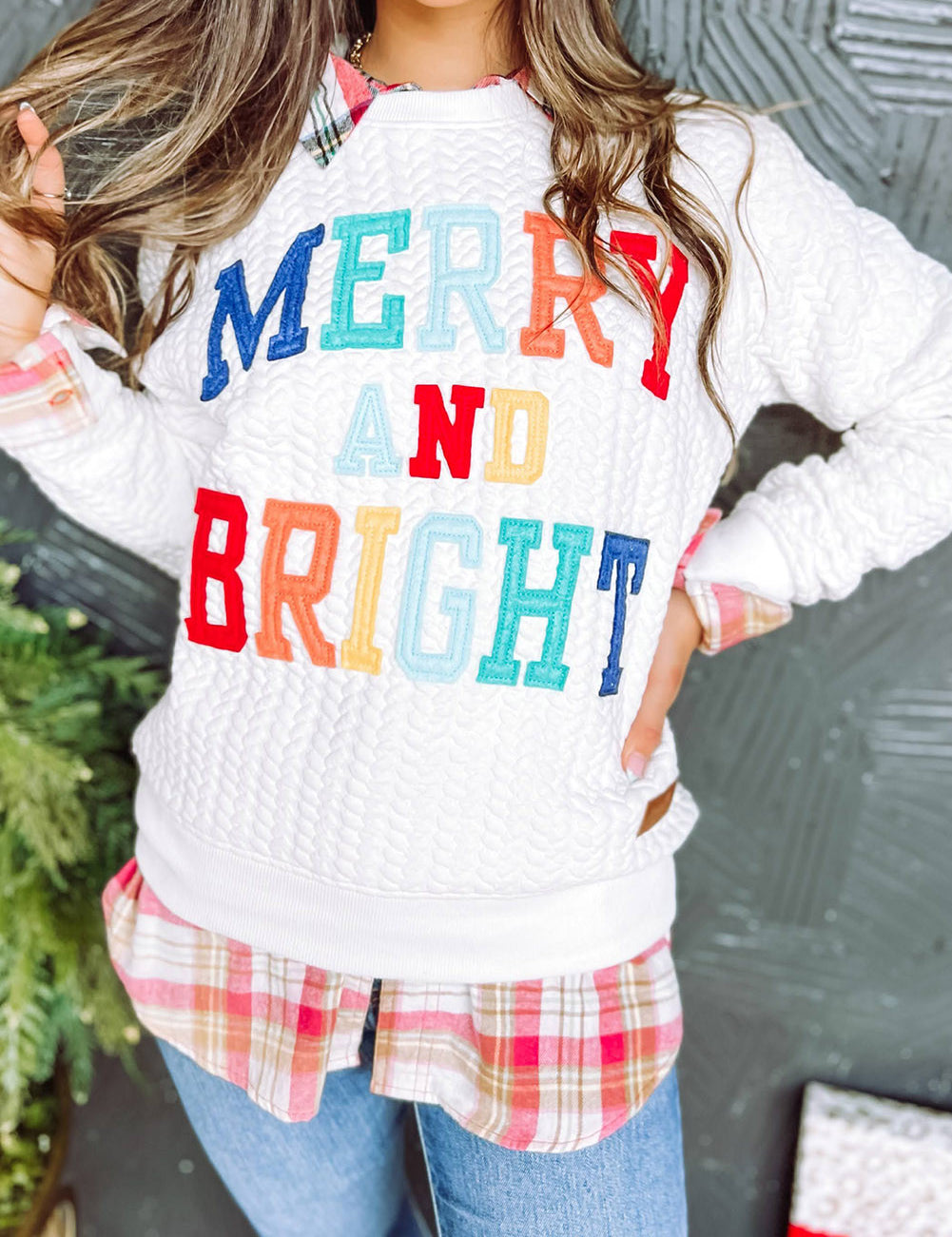 Merry and Bright Cable Knit Pullover Full Run RTS