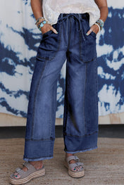 Seam-Detail Raw Hem Pants