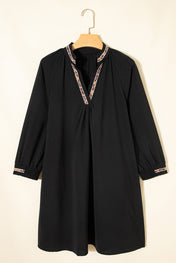 Black Contrast Trim Dress