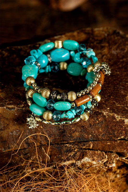 Blue Bohemian Bead Bracelet NEW RTS