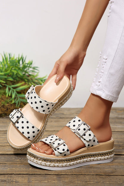 Polka Dot Platform Buckle Shoes