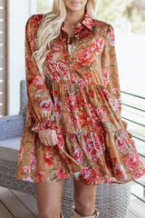 Brown Vintage Floral Dress