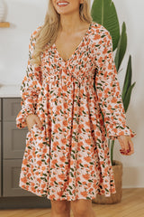 Beige Floral Babydoll Dress