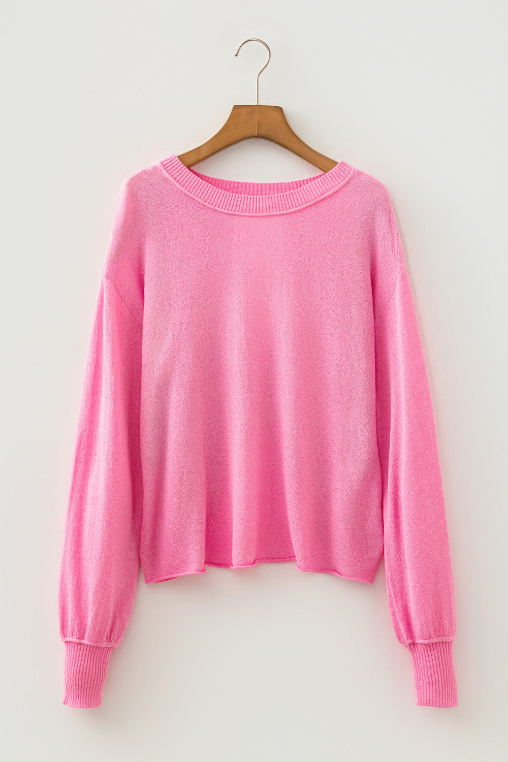 Pink Backless Pullover Sweater